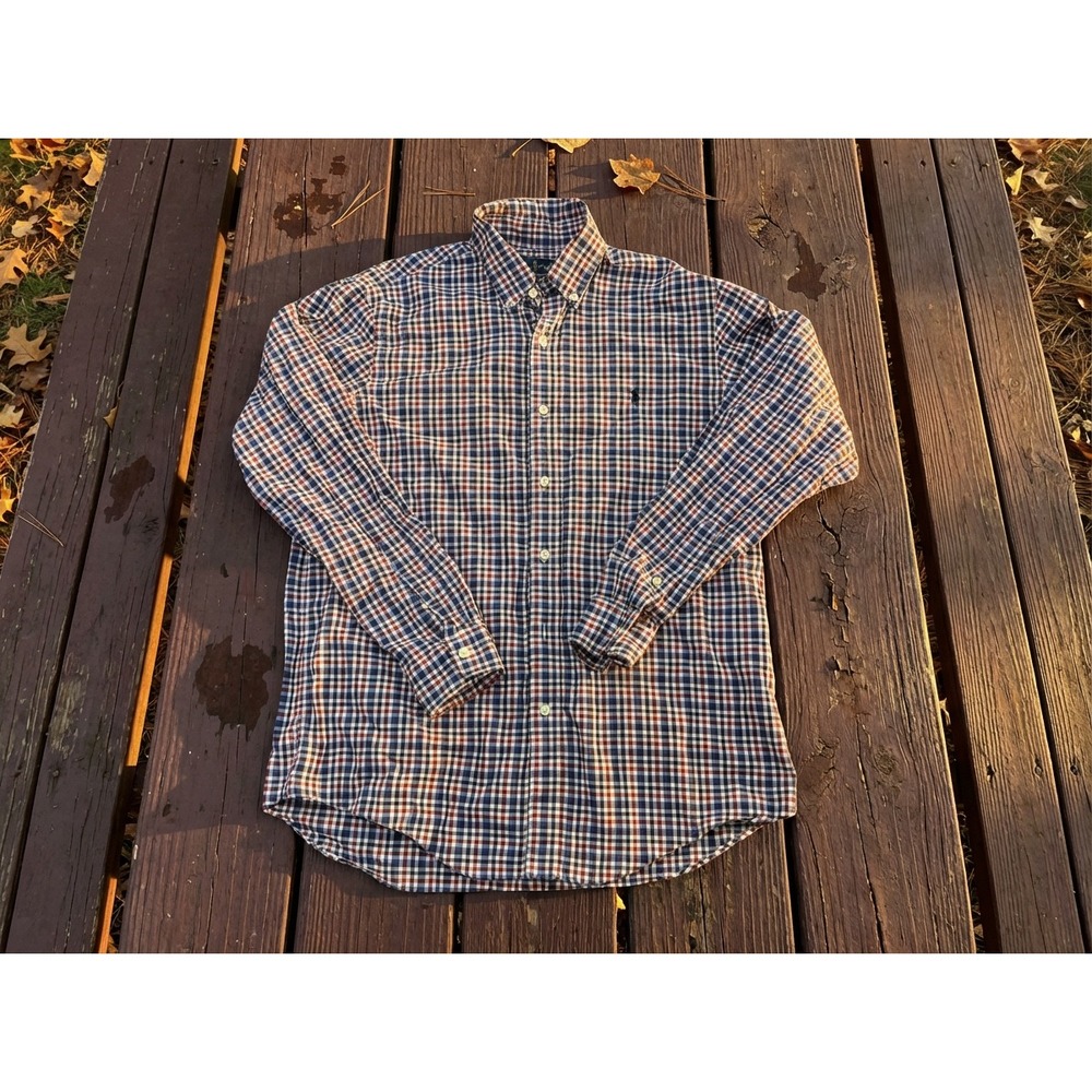 Ralph Lauren Classic Fit Plaid Button Down Shirt Men Blue Red casual office